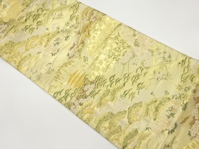 JAPANESE FUKURO OBI / WOVEN FLORAL PLANTS